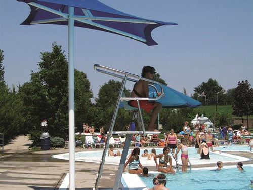 Lifeguard Shade Structure example; pictured size and colors may vary