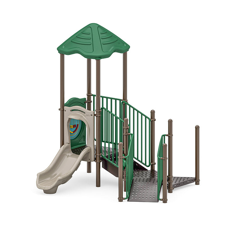 Buttonwood commercial playground equipment by World Klass Play – Nature Colors – Pyramid Roof – view 6