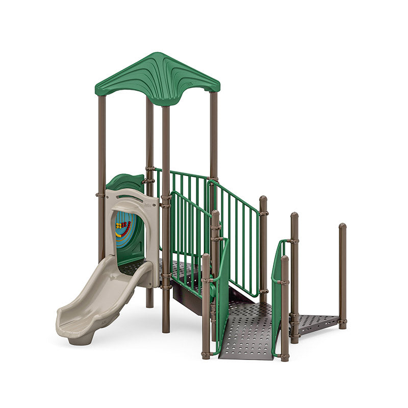 Buttonwood commercial playground equipment by World Klass Play – Nature Colors – Leaf Roof – view 8