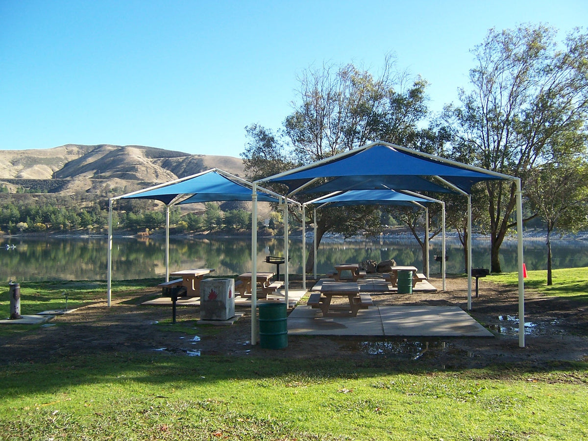 Pyramid Multi-Panel Shade Structure example; pictured size and colors may vary