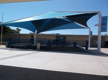 SuperSpan Multi-Layer Multi-Panel Shade Structure example; pictured size and colors may vary