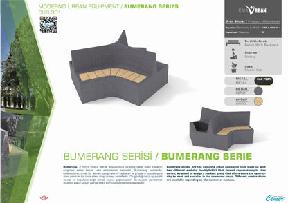 Cemer Bumerang Planter Bench CUS 301 Site Furnishing