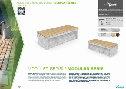 Cemer Modular Standard Bench CUS 352 Site Furnishing