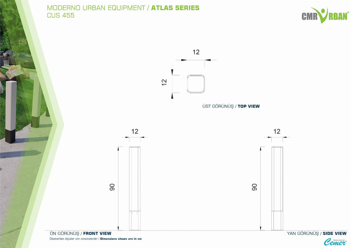 Cemer Atlas Bollard CUS 455 Site Furnishing
