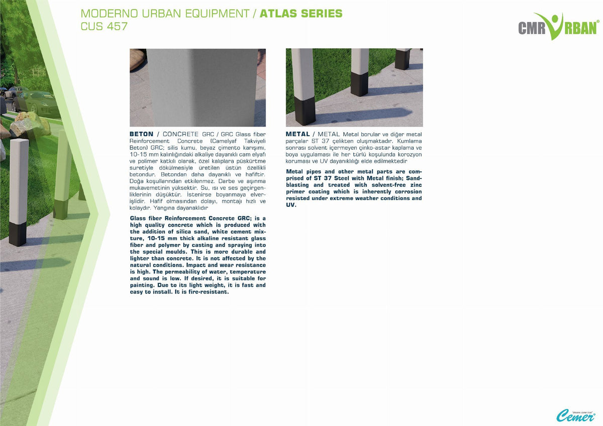 Cemer Atlas Bollard CUS 457 Site Furnishing