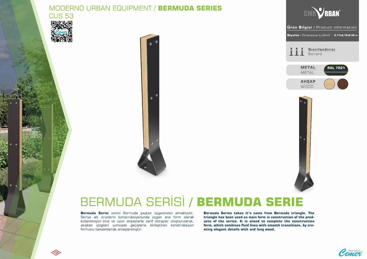 Cemer Bermuda Bollard CUS 53 Site Furnishing