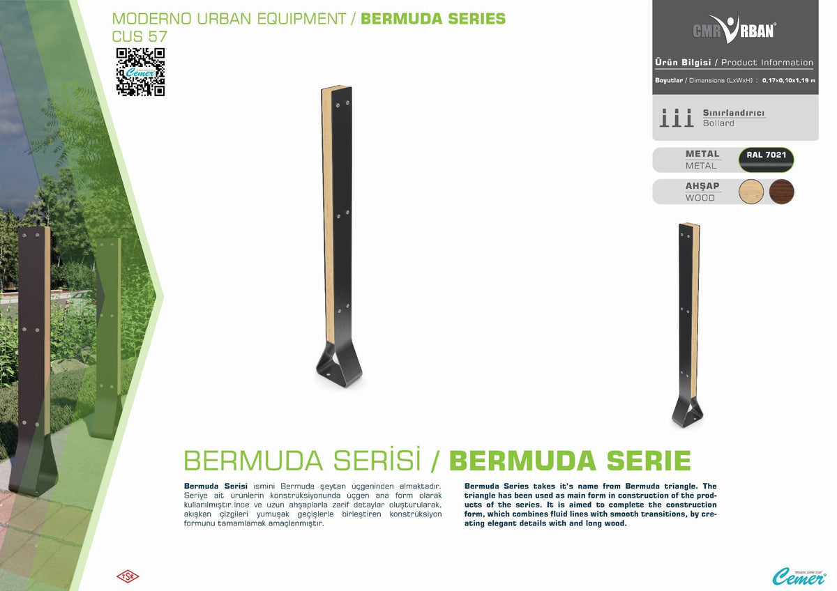 Cemer Bermuda Bollard CUS 57 Site Furnishing