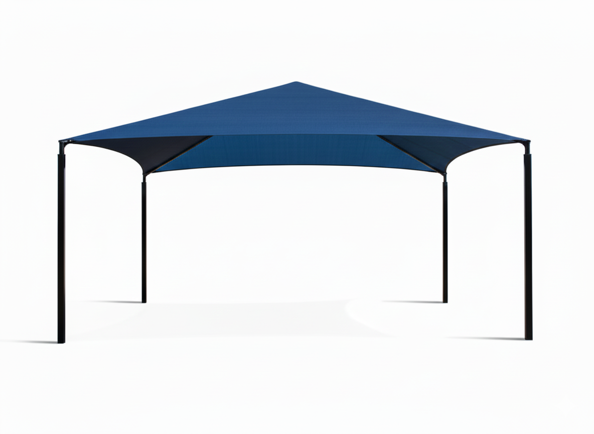 Hip Roof Shade Structure with 4 Posts and 13 Foot Entry example; pictured size and colors may vary