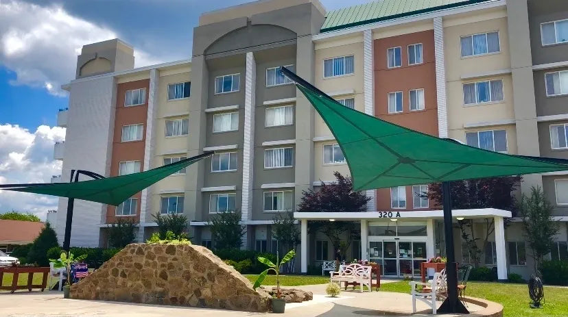 Rotating Shade Sail Structure example; pictured size and colors may vary