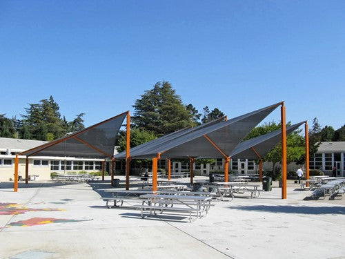 Wave Shade Structure with 4 Posts example; pictured size and colors may vary