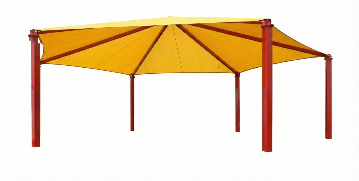 Hexagon Shade Structure example; pictured size and colors may vary