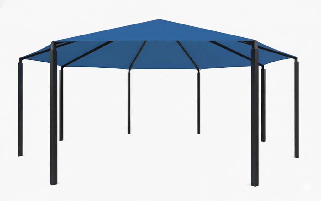 Octagon Shade Structure with 8 Posts example; pictured size and colors may vary