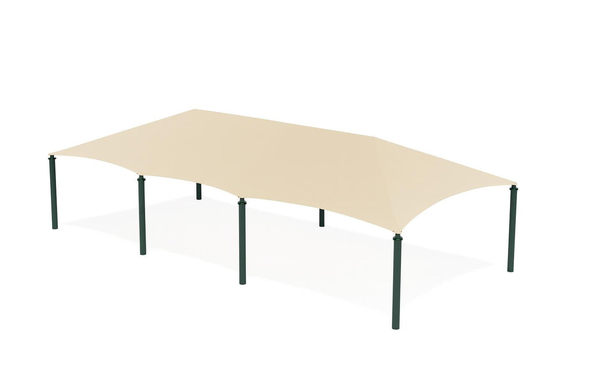 8 Post Extended Hip Shade Structure example; pictured size and colors may vary