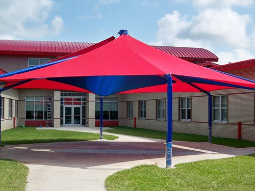 Mariner Hexagon Shade Structure with 6 Posts example; pictured size and colors may vary