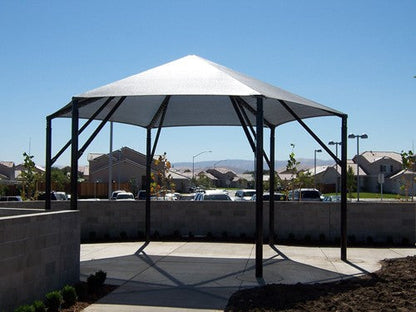 Hexagon Shade Structure with 6 Posts example; pictured size and colors may vary