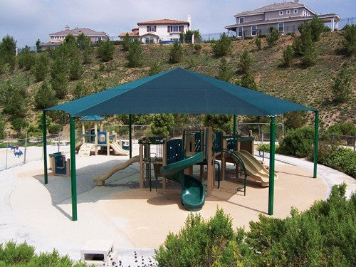 Hexagon Shade Structure with 6 Posts example; pictured size and colors may vary