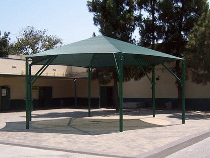 Hexagon Shade Structure with 6 Posts example; pictured size and colors may vary