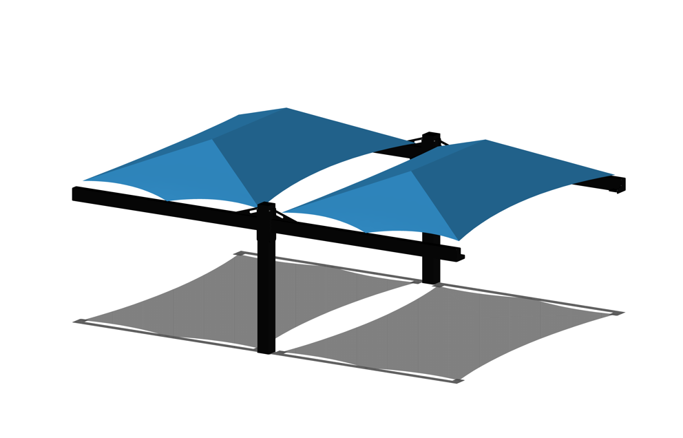 Full Hip Cantilever Double Wide Shade example; pictured size and colors may vary