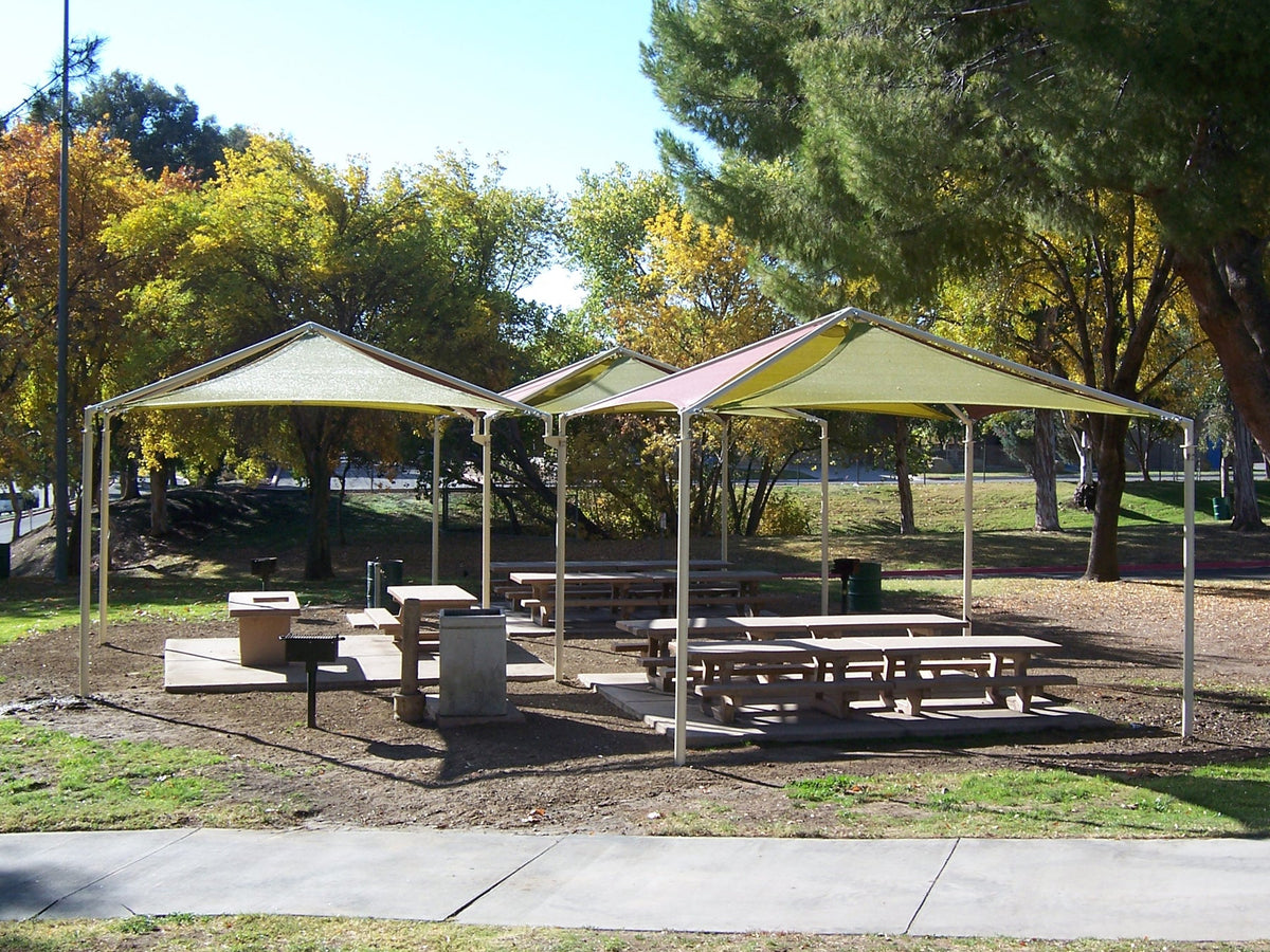 Pyramid Multi-Panel Shade Structure example; pictured size and colors may vary