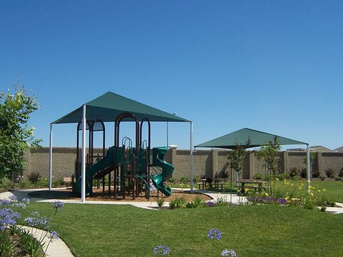 Triangle Shade Structure with 3 Posts example; pictured size and colors may vary