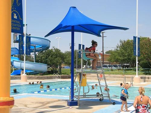 Lifeguard Shade Structure example; pictured size and colors may vary
