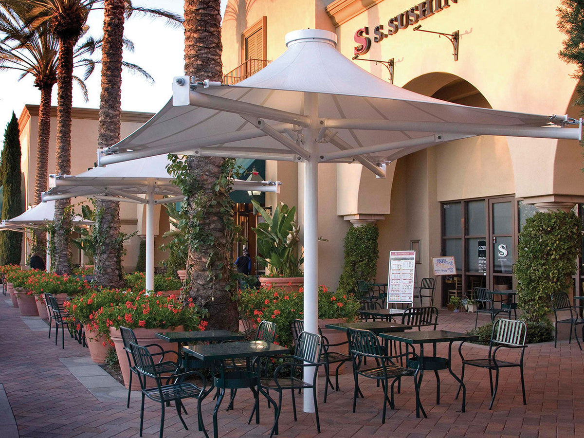Twilite 4 Point Shade Structure example; pictured size and colors may vary