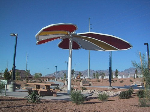 Butterfly Wings Shade Structure example; pictured size and colors may vary