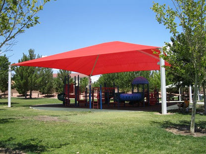 Superspan Hip Roof Shade Structure example; pictured size and colors may vary