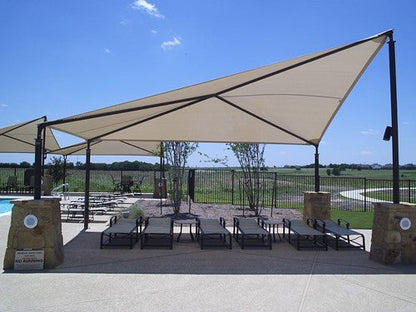 Wave Shade Structure with 4 Posts example; pictured size and colors may vary