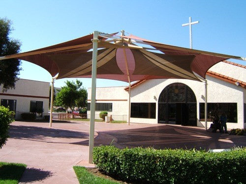 Mariner Hexagon Shade Structure with 6 Posts example; pictured size and colors may vary
