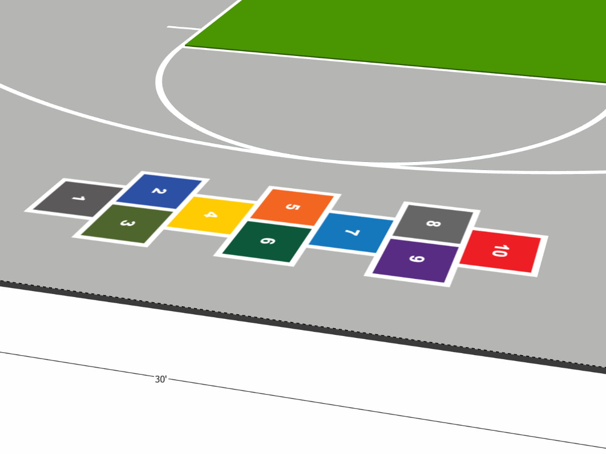 ProTile Hopscotch Drawing for Backyard Court 3′ x 10′