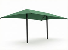Hip Roof Shade Structure with 2 Posts example; pictured size and colors may vary