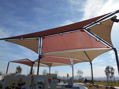 Hip Multi-Panel Shade Structure example; pictured size and colors may vary