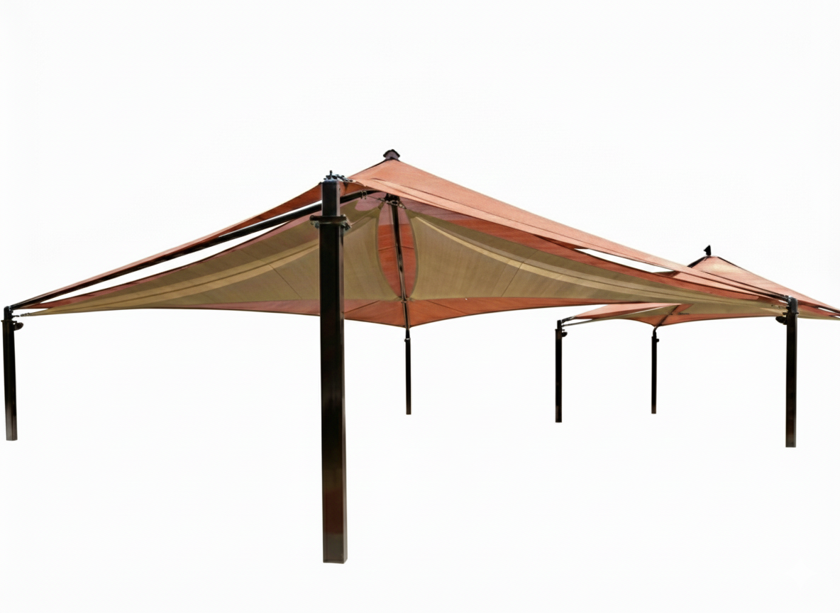 Mariner Pyramid Shade Structure example; pictured size and colors may vary