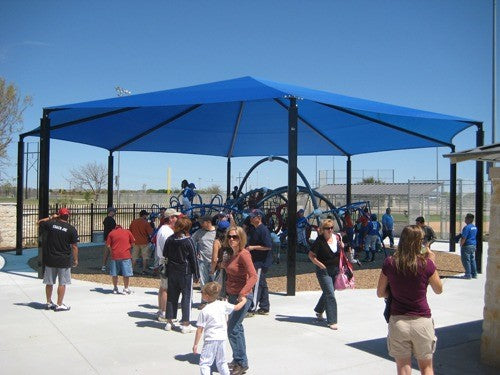 Octagon Shade Structure with 8 Posts example; pictured size and colors may vary