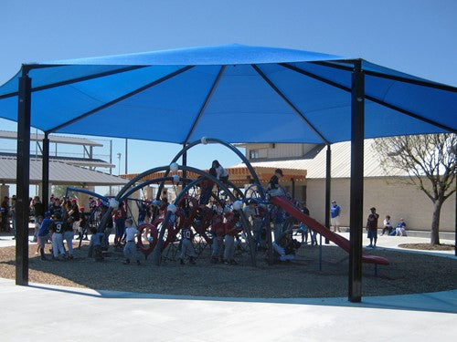 Octagon Shade Structure with 8 Posts example; pictured size and colors may vary