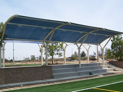 Eclipse 2 Post Arch Shade Structure example; pictured size and colors may vary