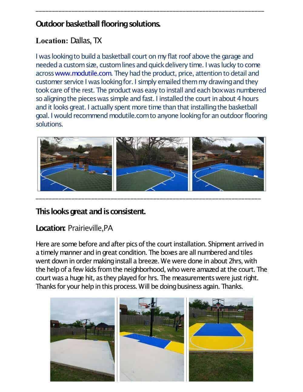ProTile Basketball Court Floor, 20×24, Kit, Outdoor / Indoor