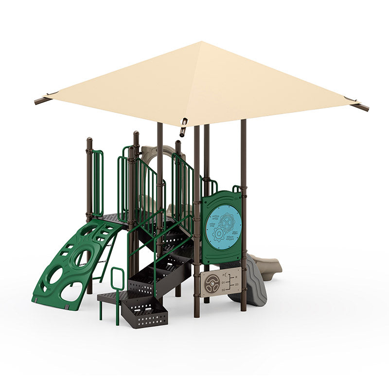 Pat's Place commercial playground equipment by World Klass Play – Nature Colors – Shade Canopy – view 10