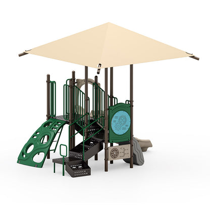 Pat's Place commercial playground equipment by World Klass Play – Nature Colors – Shade Canopy – view 10