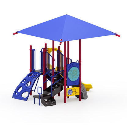 Pat's Place commercial playground equipment by World Klass Play – Primary Colors – Shade Canopy – view 11