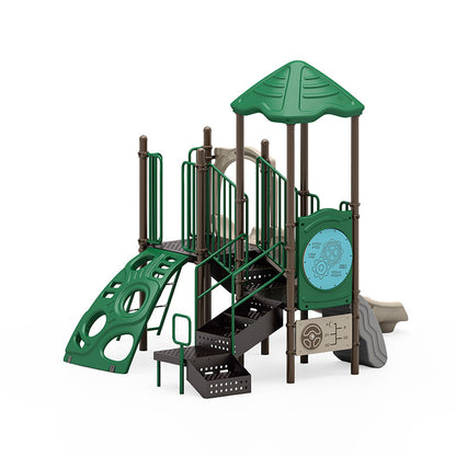 Pat's Place commercial playground equipment by World Klass Play – Nature Colors – Pyramid Roof – view 6