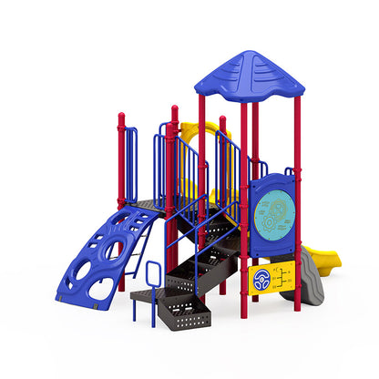 Pat's Place commercial playground equipment by World Klass Play – Primary Colors – Pyramid Roof – view 7