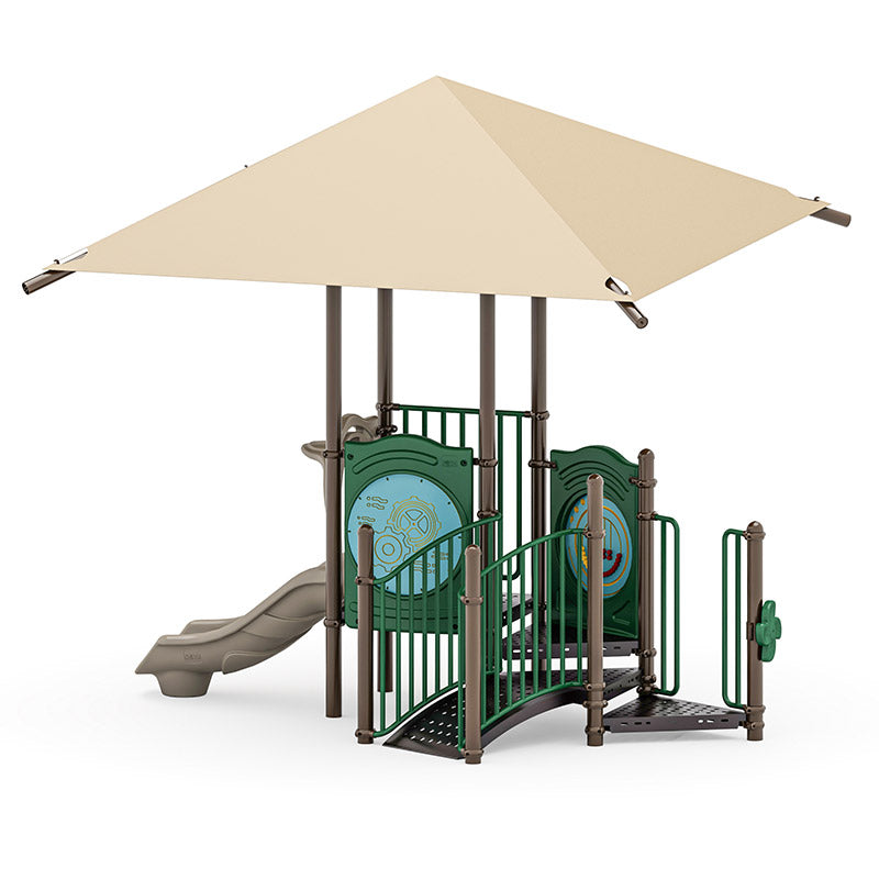 Pebble Chase commercial playground equipment by World Klass Play – Nature Colors – Shade Canopy – view 10