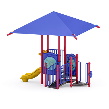 Pebble Chase commercial playground equipment by World Klass Play – Primary Colors – Shade Canopy – view 11