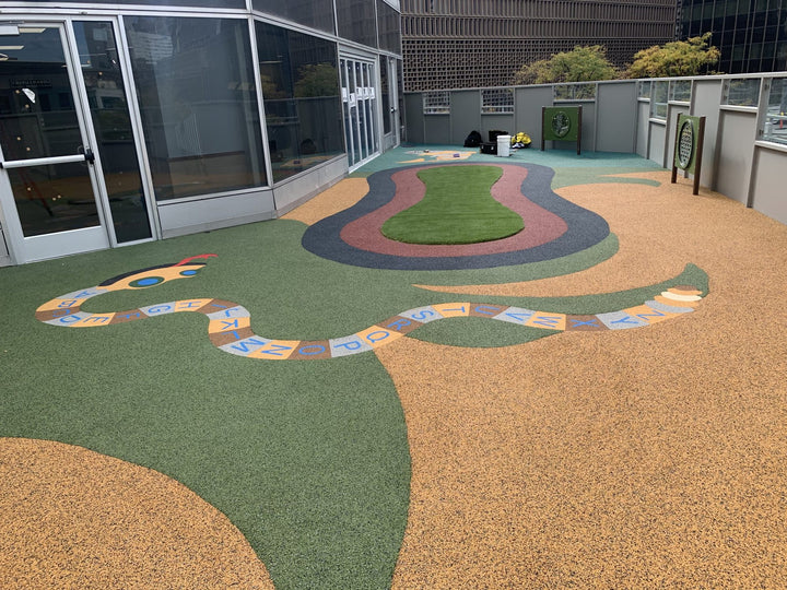 Poured in place rubber   hopscotch path