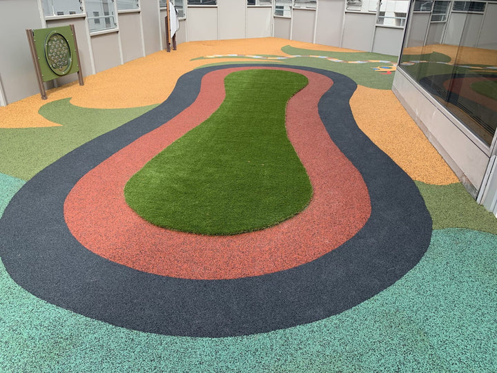 Poured in place rubber   oval turf center