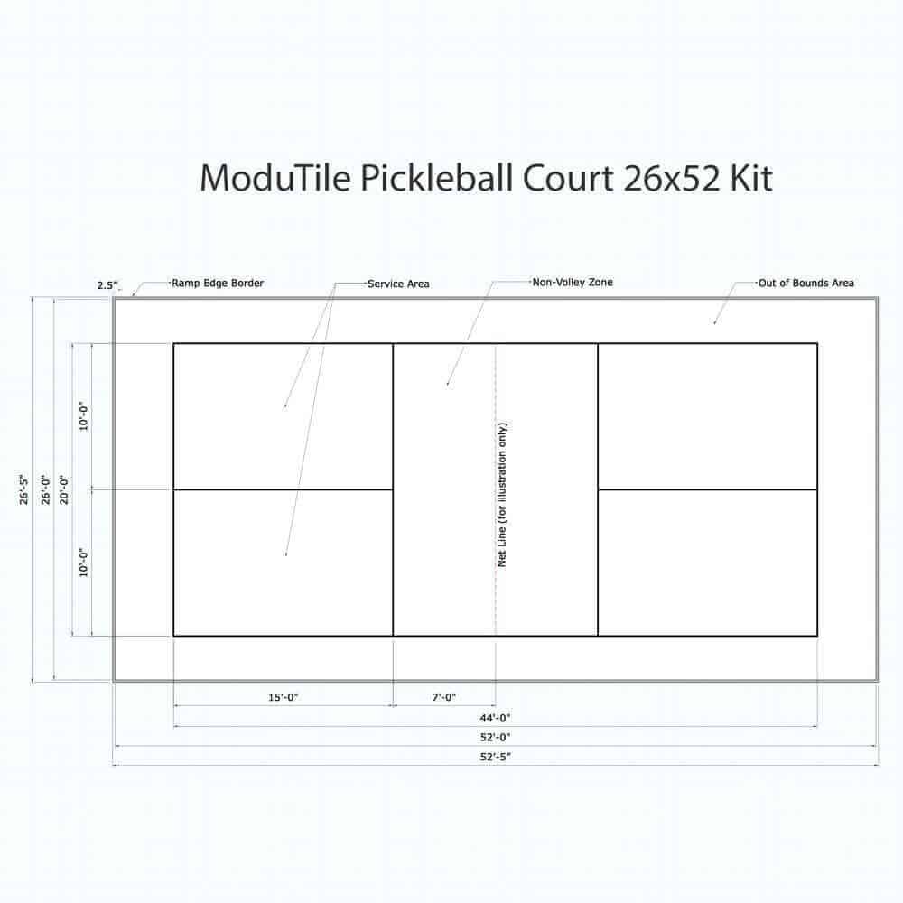 ProTile Pickleball Court Flooring, Kit, 26×52