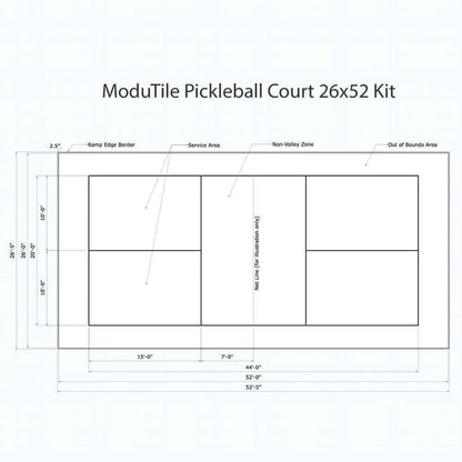 ProTile Pickleball Court Flooring, Kit, 26×52