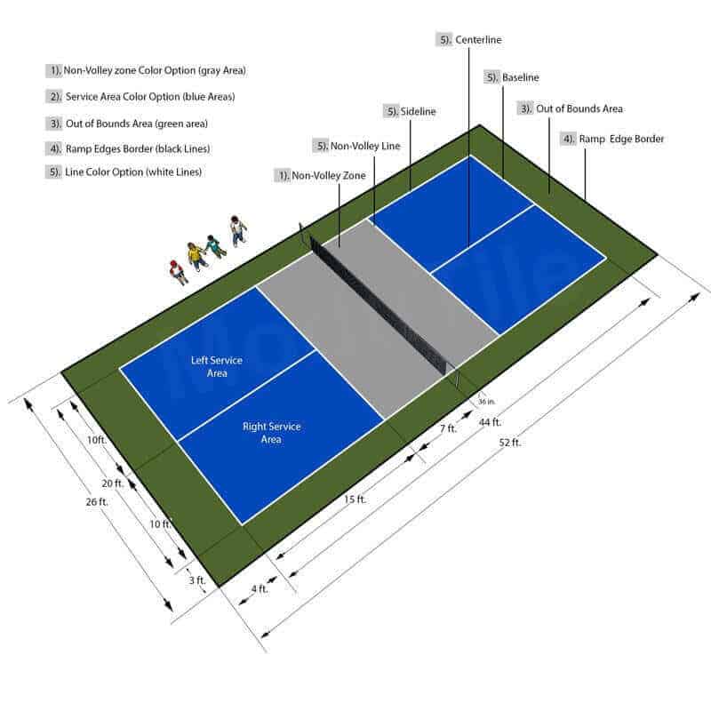 ProTile Pickleball Court Flooring, Kit, 26×52